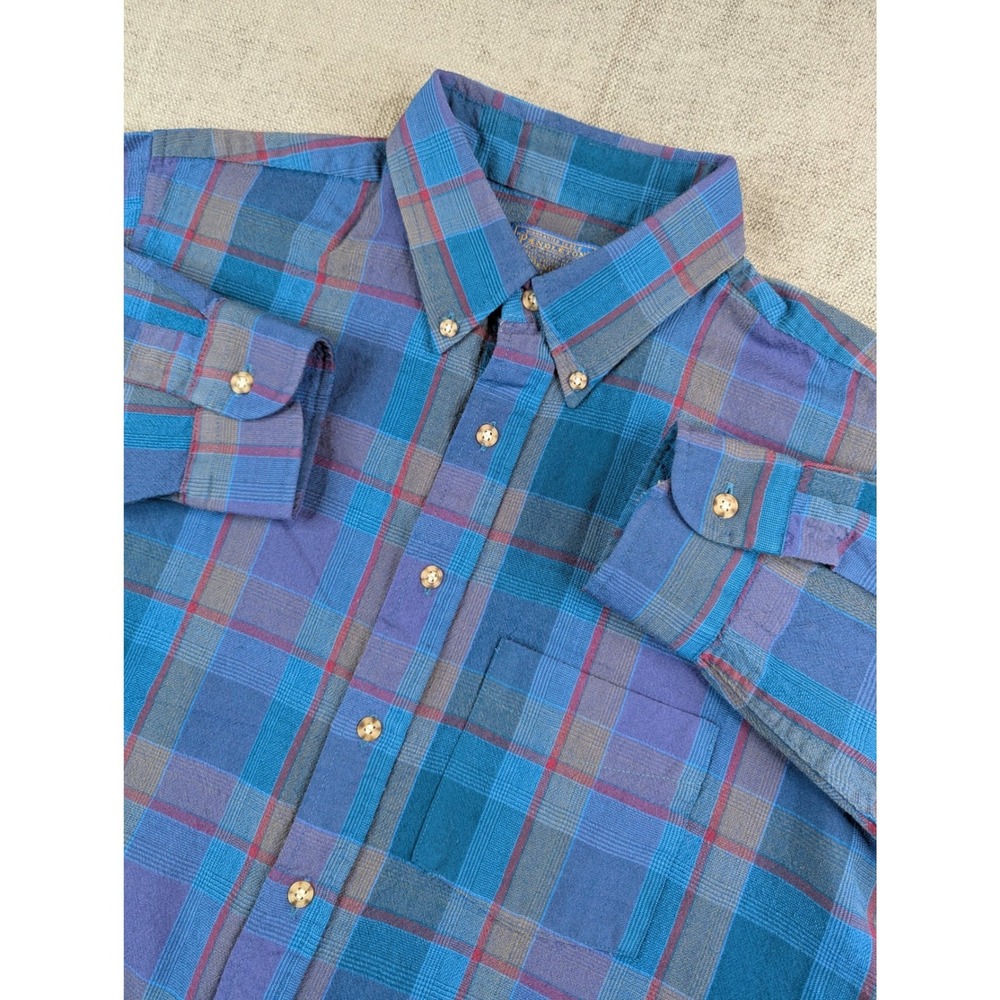 Pendleton Shirt Mens XL Blue Purple Wool Plaid Long Sleeve Button Down USA Made